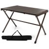 4-6 Person Portable Aluminum Camping Table with Carrying Bag - brown
