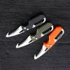 Multitool Keychain Knife; Small Pocket Box/Strap Cutter; Razor Sharp Serrated Blade And Paratrooper Hook; EDC Folding Knives - Army Green +white